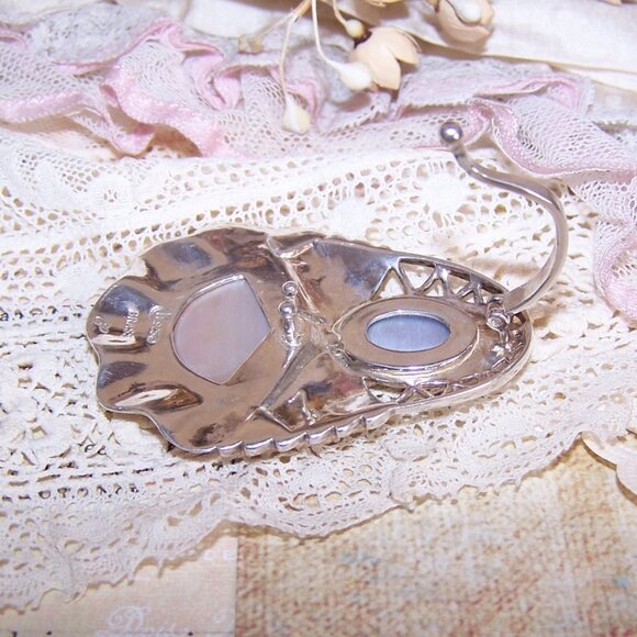 Carolyn Pollack Relios Sterling Silver Brass Mother of Pearl Pendant - Picture 7 of 7